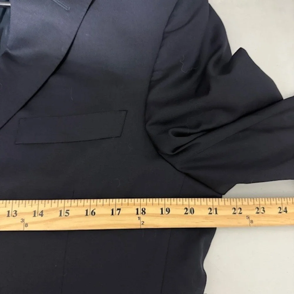 Canali Mens Navy Blue 100% Wool Two Button Blazer Jacket Size 42 L Made in Italy